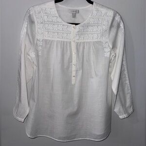 J. Crew Cream Blouse with Floral Embroidery